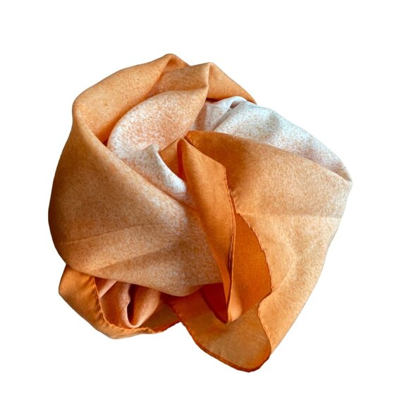 Vintage Ombre Square Scarf Lightweight Orange Polyester Neck Wrap Bandana - Picture 2 of 6